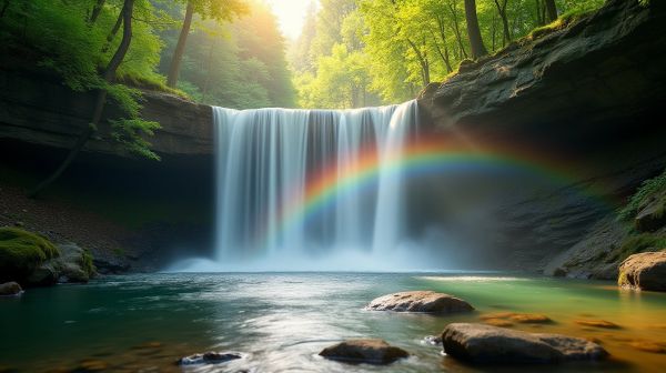Experience the serenity of rainbow falls near Mammoth Lakes