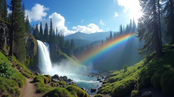 Experience the serenity of rainbow falls near Mammoth Lakes